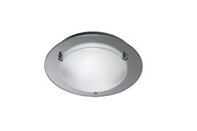D0014  Brooklyn Glass Round Flush Ceiling 2 Light Polished Chrome